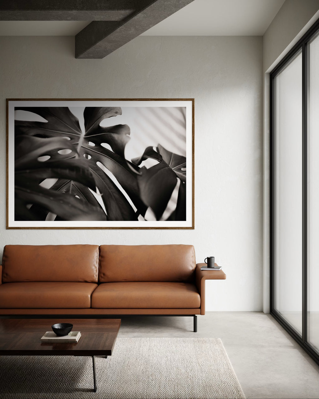 Modern interior featuring a palm leaf by Francoise V Fine Art Gallery in Cape Town, South Africa