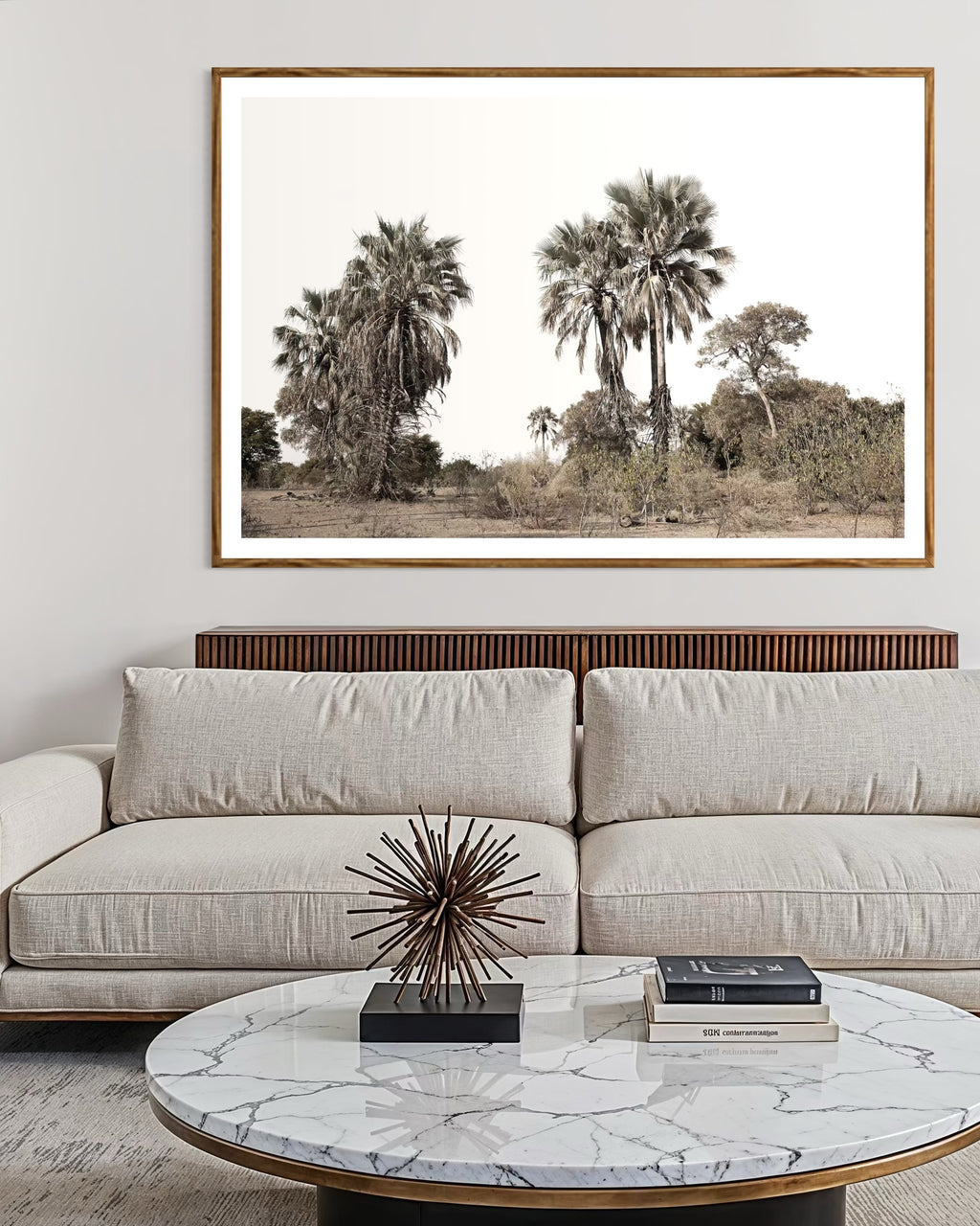 Modern interior featuring a framed artwork of v with a clear sky by Francoise V Fine Art Gallery in Cape Town, South Africa