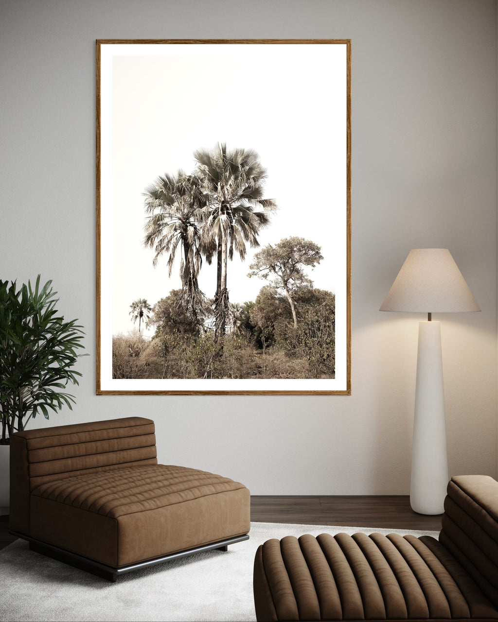 Modern interior featuring a framed artwork of v with a clear sky by Francoise V Fine Art Gallery in Cape Town, South Africa